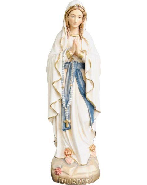 Immagine di Statua Madonna di Lourdes con rosario 100 cm legno dipinto
