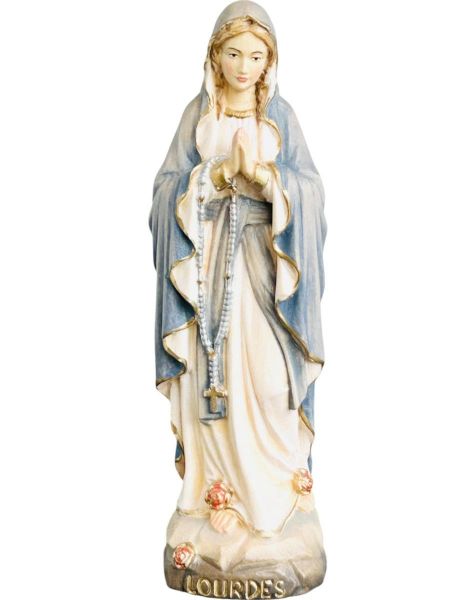 Imagen de Estatua Virgen de Lourdes con rosario 100 cm madera azul