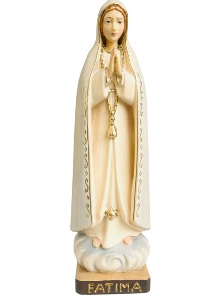 Immagine di Statua Madonna Pellegrina di Fatima 12 cm legno dipinto