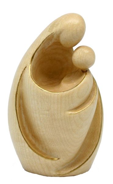 Immagine di Statua Madonna con Bambino stilizzata 15 cm legno naturale e filo oro