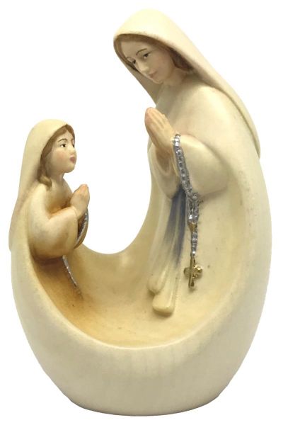 Imagen de Virgen de Lourdes moderna y Bernadette 9 cm madera