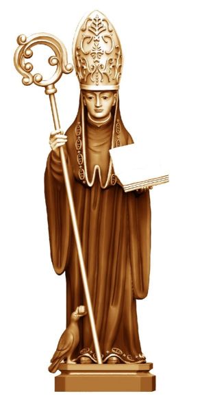 Picture of St. Benedict from Norcia 10 cm (3,9 in) stylized wood Statue, brown