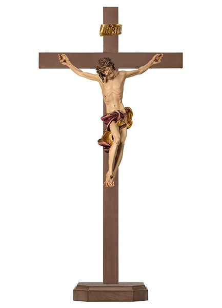 Immagine di Crocifisso barocco rosso da tavolo 49x24 cm legno