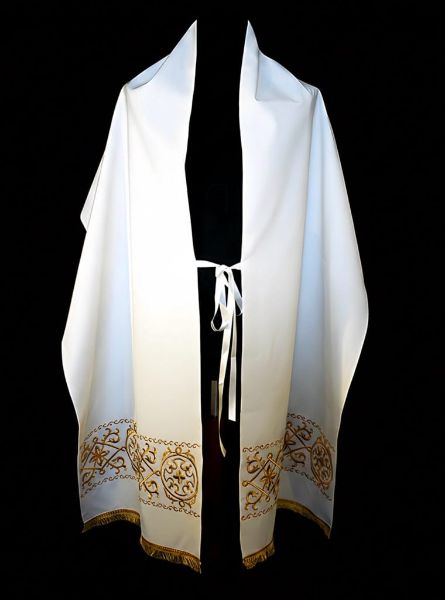 Picture of Humeral Veil with gold geometric embroidery and gold fringe