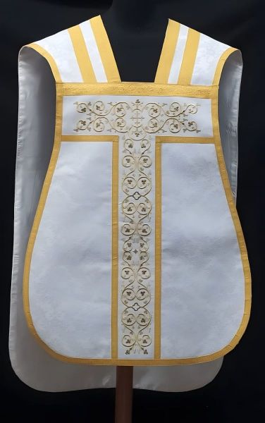 Immagine di Pianeta sacerdotale ricamo Croce contornata con gallone oro