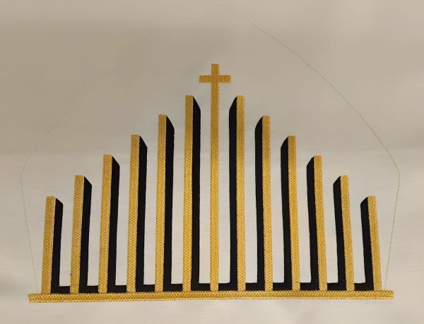 Picture of Bishop Mitre with 3D diamond-pattern embroidery on satin