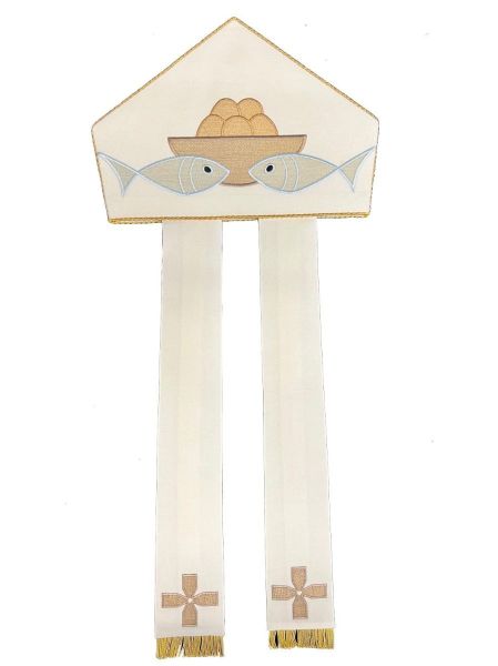 Picture of Bishop Mitre with hand-style cord Bread and Fish embroidery