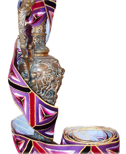 Immagine di Gallone liturgico ricamo geometrico e nastro in velluto 8 cm