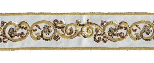 Immagine di Gallone dorato con ricamo in filato oro con pailletes 7 cm