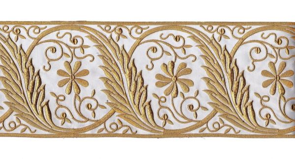 Immagine di Gallone liturgico su raso di poliestere ricamo oro 12 cm