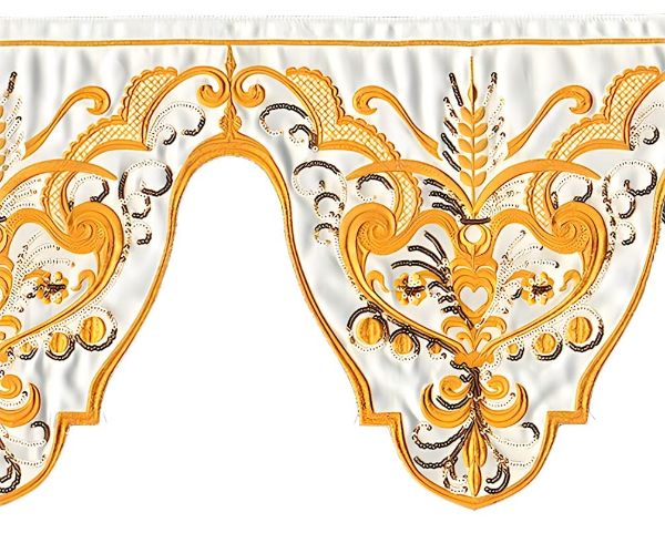Immagine di Pizzo per Altare con ricchissimo ricamo oro e paillettes 25 cm