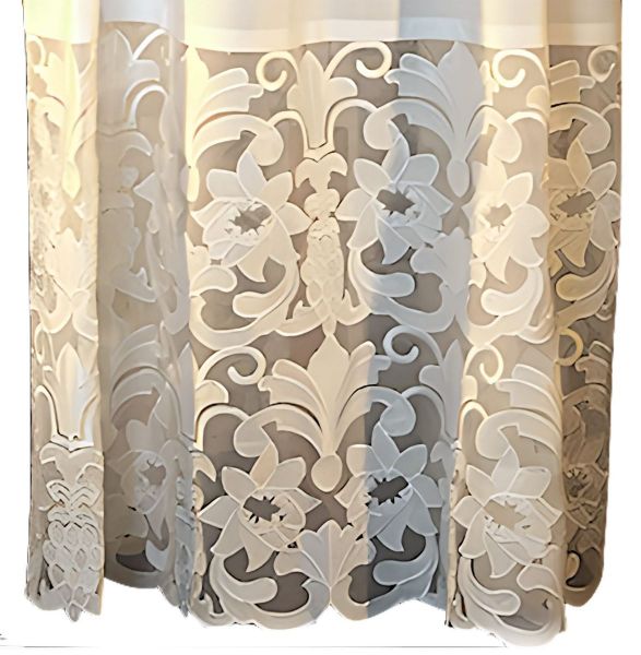 Immagine di Bordura per Altare ricamo in filato bianco su tulle 52 cm