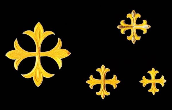 Immagine di Croce ricamata modello classico oro Applicazione per Paramenti