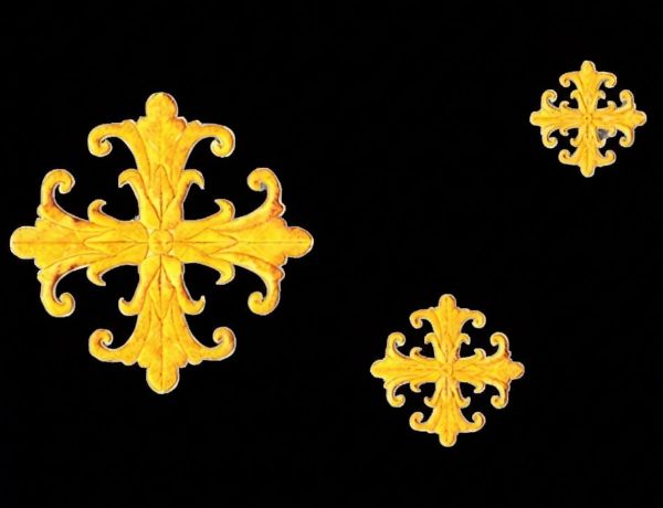 Immagine di Croce ricamata modello barocco oro Applicazione per Paramenti