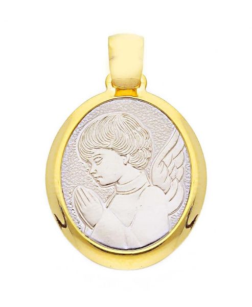 Immagine di Medaglia Angelo Custode gr 2,4 oro bicolore 18k